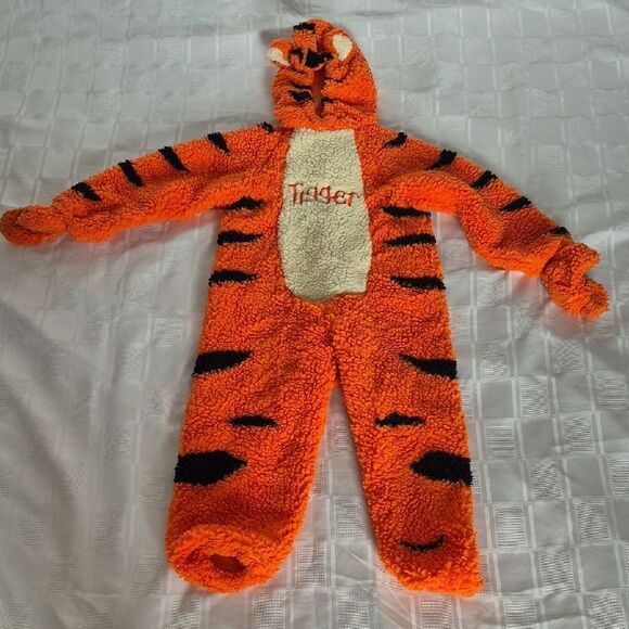 Disney Orange and Black Tigger Kids Footie Holloween Costume - Picture 1 of 16